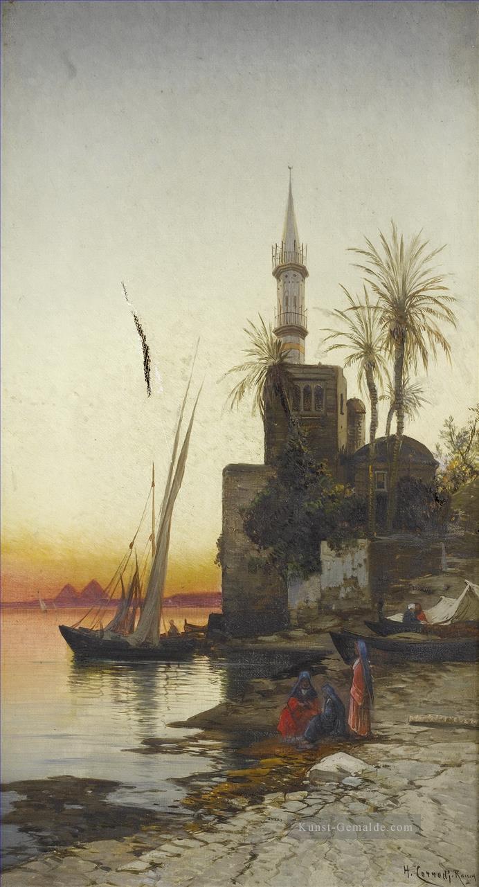 Am Ufer der Nil 1 Hermann David Salomon Corrodi orientalische Kulisse Ölgemälde